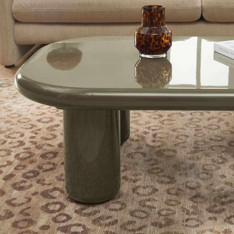 Table basse MOXY finition laquée brillante vert olive 120cm